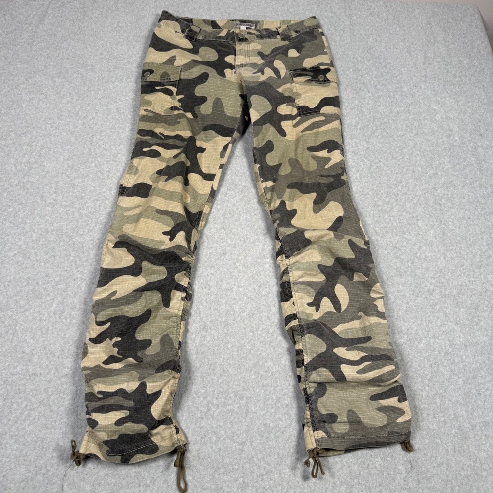 Vintage Y2K Body Central Low Rise Camo Cinch Cargo Pants Size 7 Ripstop Grunge